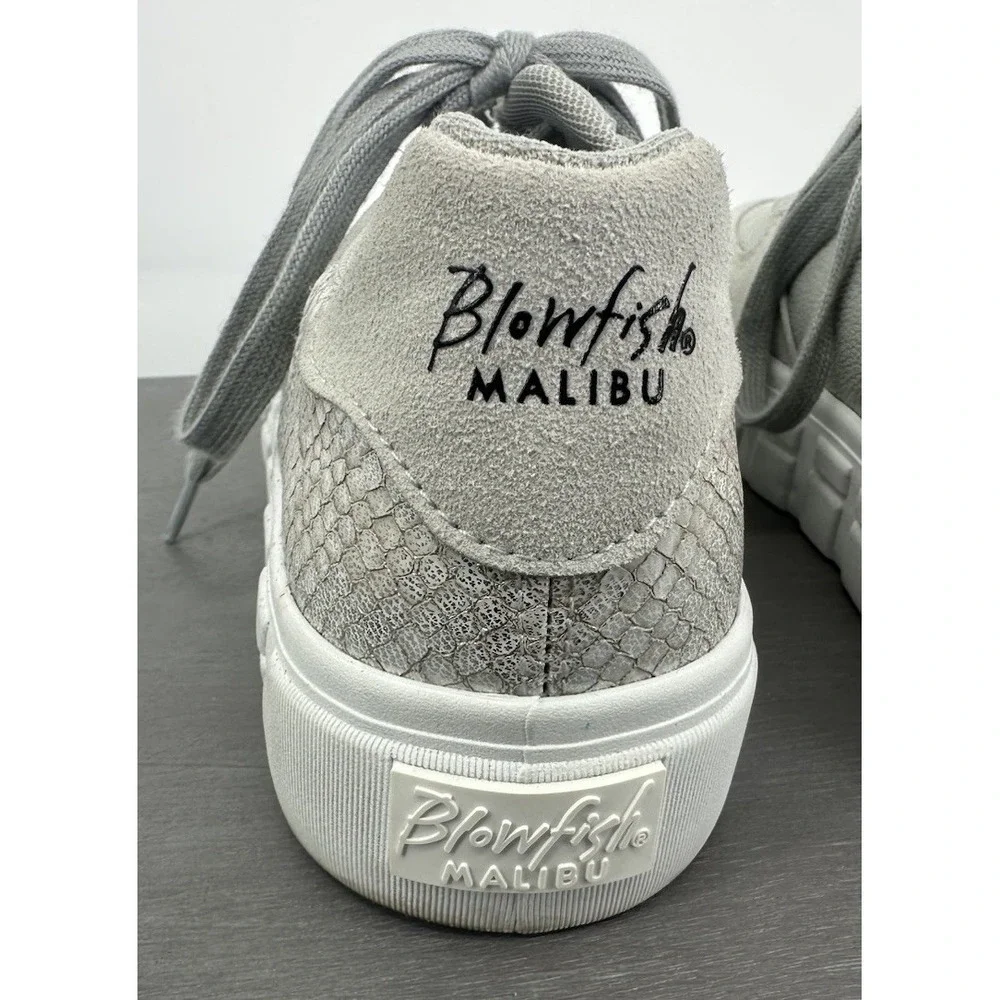 Blowfish Malibu Gray Suede Low Top Platform Sneakers Silver Croc Shoe Womens 8.5